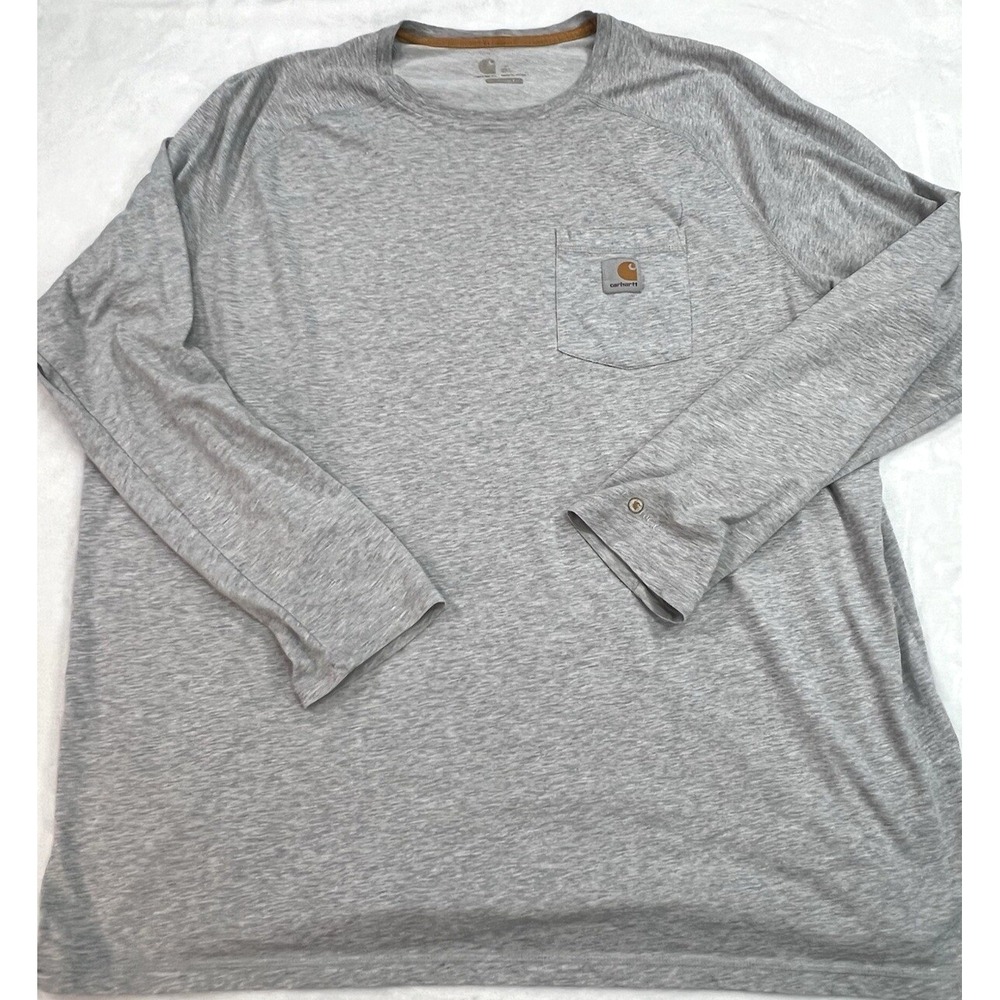 Carhartt Force T Shirt Mens 2XL Gray Regular Fit Short Sleeve Crew Neck Pocket
